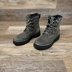 SOREL Gray Lennox Street Lace-Up Waterproof Leather Ankle  Boots Women's…